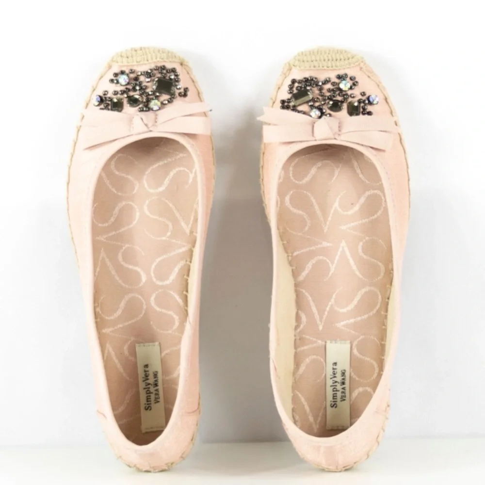 Vera Wang Espadrilles Pink Rhinestone Size 7.5
